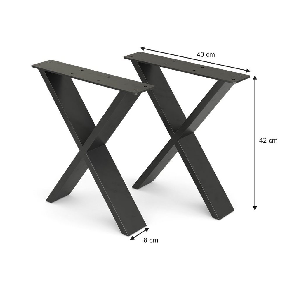Vicco Tischbein, Schwarz, 40 x 42 cm X-Form – Bild 4 von 5
