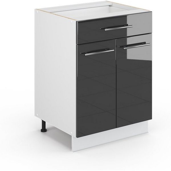 Vicco Unterschrank Fame-Line, Anthrazit Hochglanz/Weiß 60cm, ohne Arbeitsplatte (1-St)
