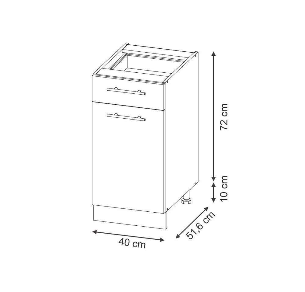Vicco Unterschrank Fame-Line, Goldkraft Eiche/Goldkraft Eiche, 40 cm ohne Arbeitsplatte (1-St) – Bild 2 von 5
