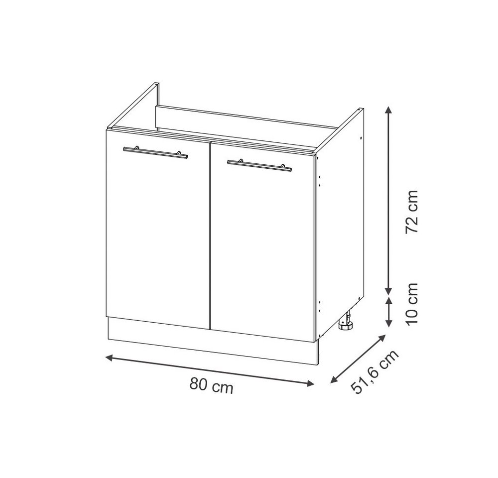 Vicco Unterschrank Fame-Line, Goldkraft Eiche/Goldkraft Eiche, 80 cm ohne Arbeitsplatte (1-St) – Bild 2 von 5