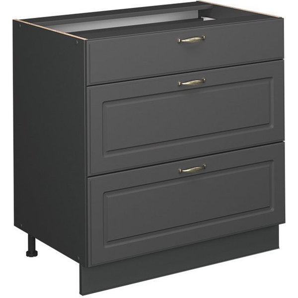 Vicco Unterschrank Fame-Line, Anthrazit-Gold Landhaus/Anthrazit, 80 cm mit 3 Schublade... (1-St)