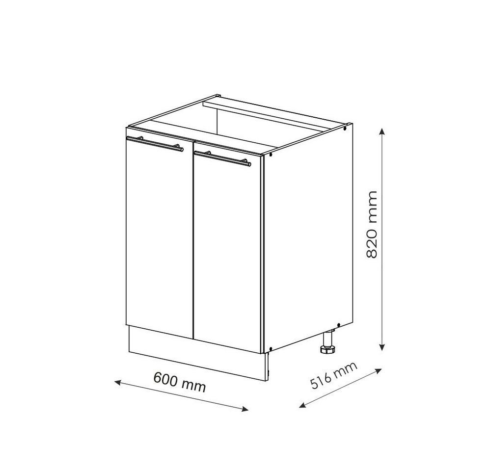 Vicco Unterschrank Fame-Line, Grün-Gold Landhaus/Anthrazit, 60 cm ohne Arbeitsplatte (1-St) – Bild 2 von 5