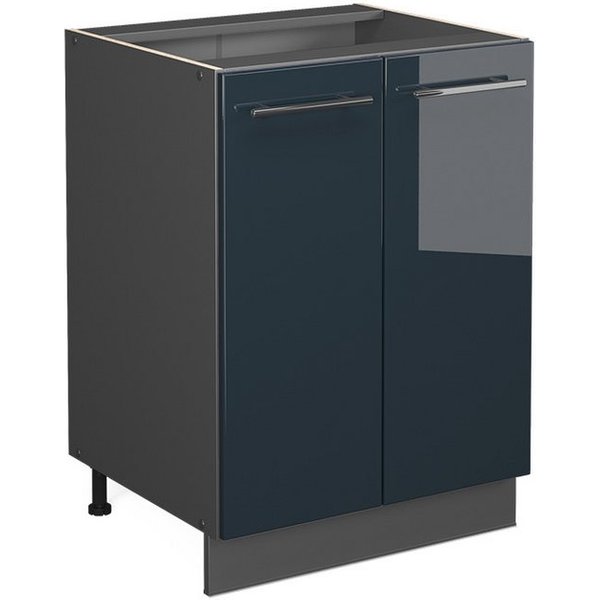 Vicco Unterschrank Fame-Line, Dunkelblau Hochglanz/Anthrazit, 60 cm ohne Arbeitsplatte (1-St)