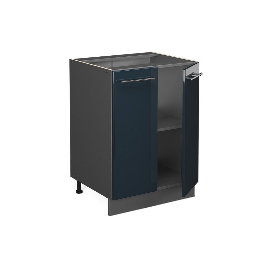 Vicco Unterschrank Fame-Line, Dunkelblau Hochglanz/Anthrazit, 60 cm ohne Arbeitsplatte (1-St) – Bild 5 von 5