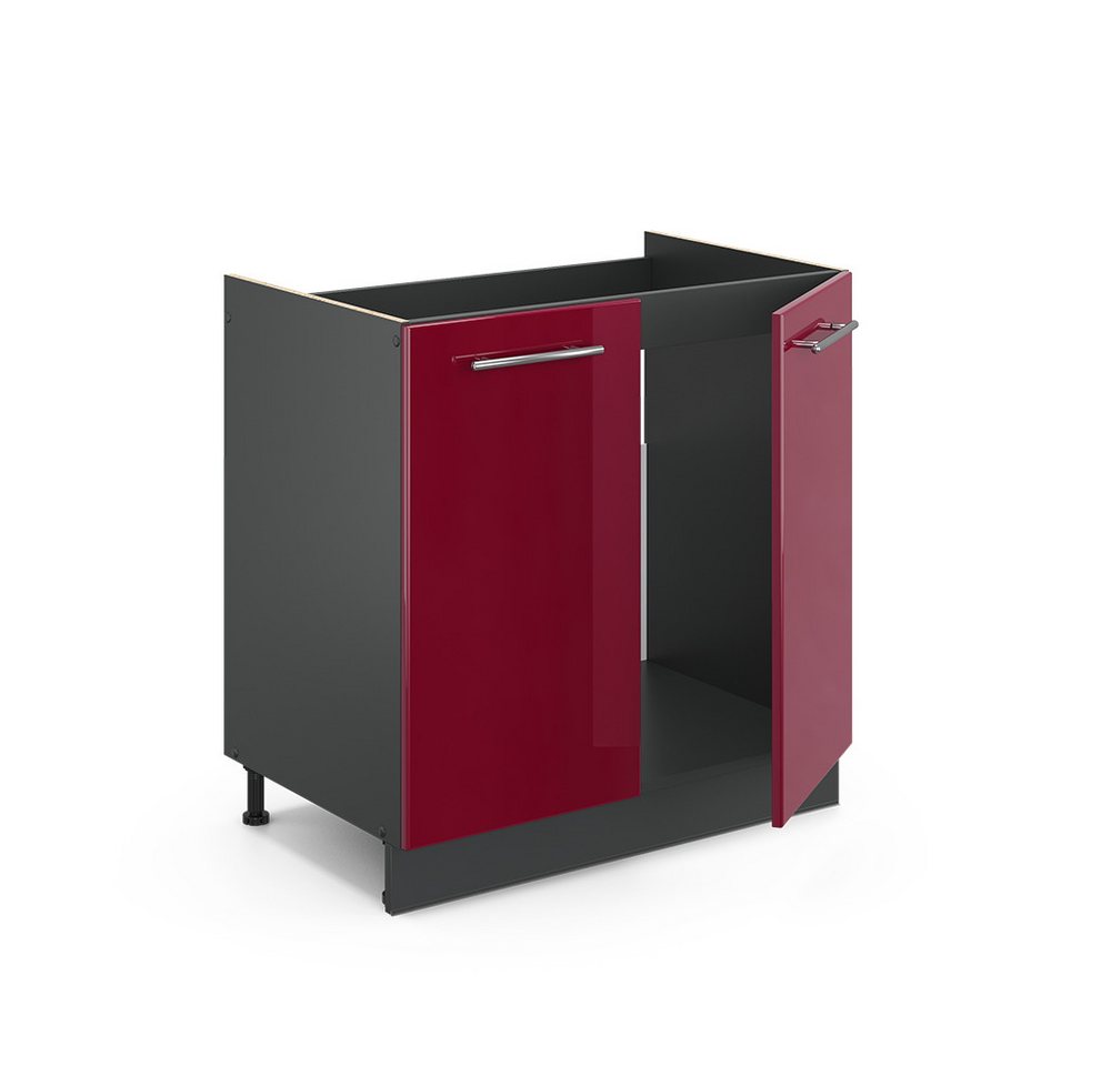 Vicco Unterschrank Fame-Line, Bordeaux Hochglanz/Anthrazit, 80 cm ohne Arbeitsplatte (1-St) – Bild 5 von 5