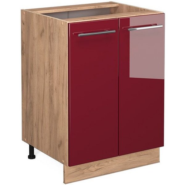 Vicco Unterschrank Fame-Line, Bordeaux Hochglanz/Eiche, 60 cm ohne Arbeitsplatte (1-St)