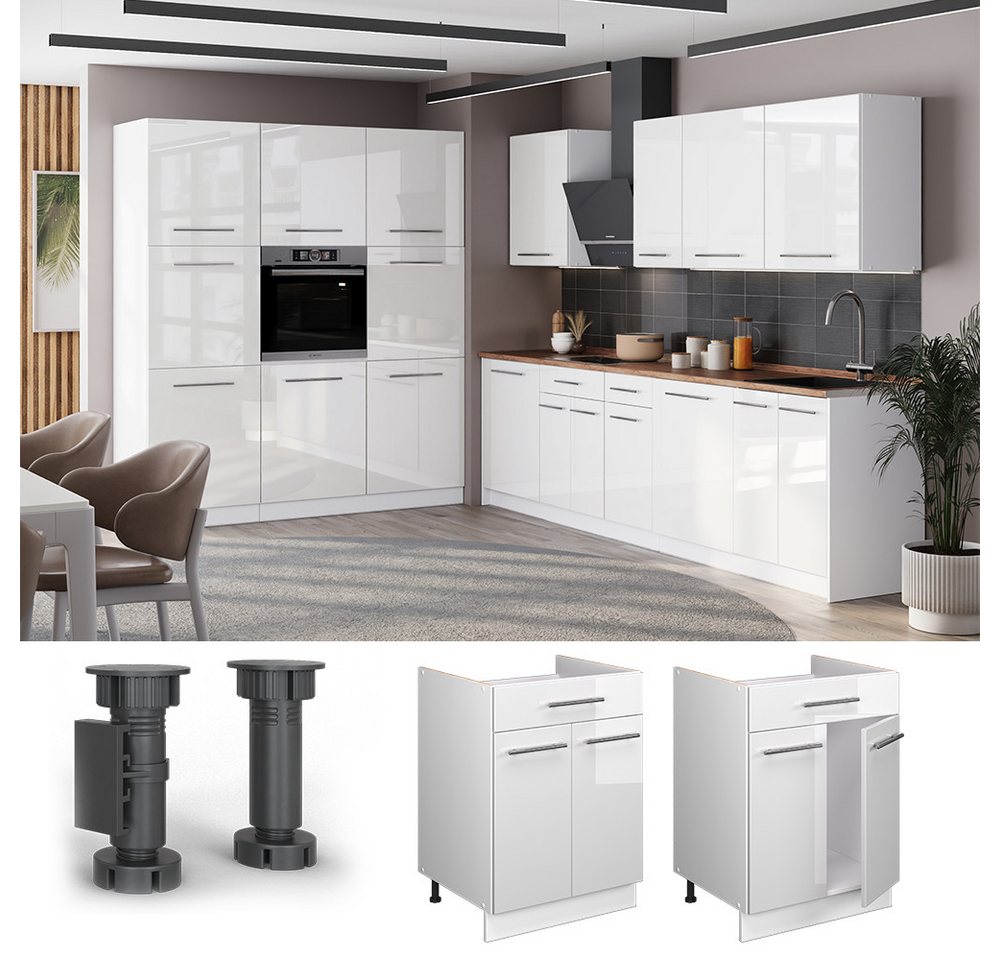 Vicco Unterschrank Fame-Line, Weiß Hochglanz/Weiß, 60 cm mit Schublade, ohne Arbeits... (1-St) – Bild 4 von 5