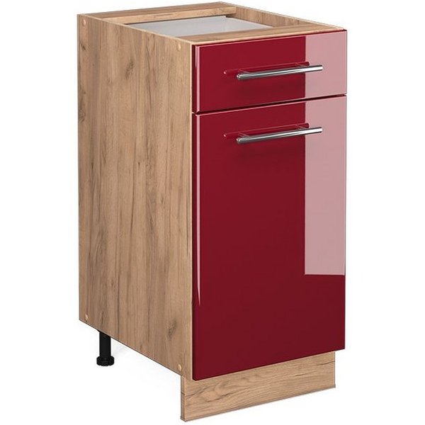 Vicco Unterschrank Fame-Line, Bordeaux Hochglanz/Eiche, 40 cm ohne Arbeitsplatte (1-St)
