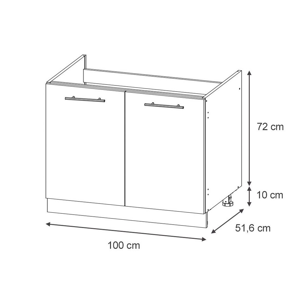 Vicco Unterschrank Fame-Line, Weiß Hochglanz/Goldkraft Eiche, 100 cm ohne Arbeitsplatte (1-St) – Bild 2 von 5