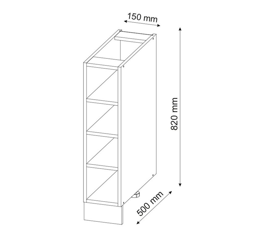 Vicco Unterschrank Fame-Line, Weiß/Weiß, 15 cm ohne Arbeitsplatte (1-St) – Bild 2 von 5