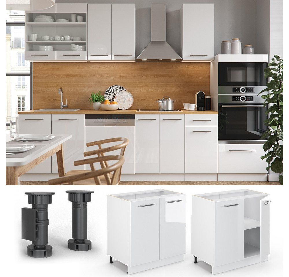 Vicco Unterschrank Fame-Line, Weiß Hochglanz/Weiß, 80 cm ohne Arbeitsplatte (1-St) – Bild 4 von 5
