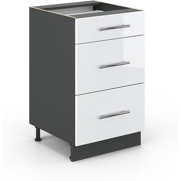 Vicco Unterschrank Fame-Line, Weiß Hochglanz/Anthrazit, 50 cm ohne Arbeitsplatte (1-St)