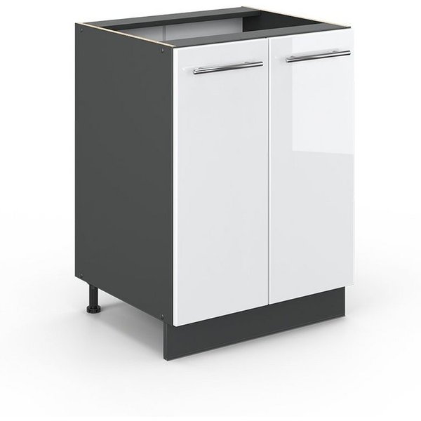 Vicco Unterschrank Fame-Line, Weiß Hochglanz/Anthrazit, 60 cm ohne Arbeitsplatte (1-St)