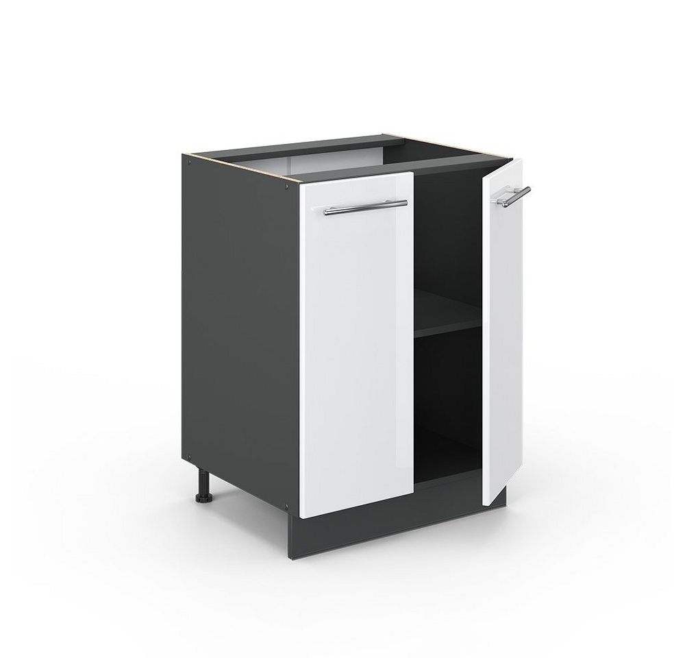 Vicco Unterschrank Fame-Line, Weiß Hochglanz/Anthrazit, 60 cm ohne Arbeitsplatte (1-St) – Bild 5 von 5
