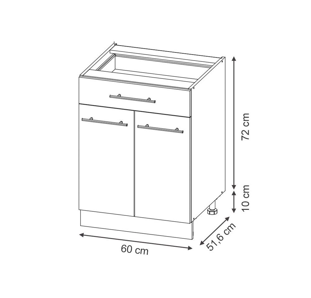 Vicco Unterschrank Fame-Line, GrauBeige/Anthrazit, 60 cm mit Schublade, ohne Arbeitspl... (1-St) – Bild 2 von 5