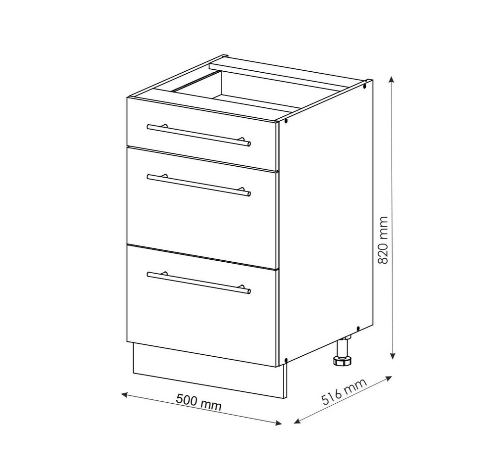Vicco Unterschrank Fame-Line, Bordeaux Hochglanz/Weiß, 50 cm ohne Arbeitsplatte (1-St) – Bild 2 von 5