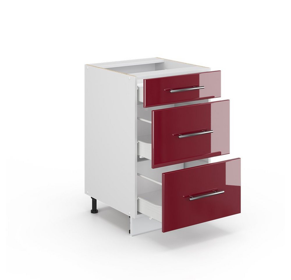 Vicco Unterschrank Fame-Line, Bordeaux Hochglanz/Weiß, 50 cm ohne Arbeitsplatte (1-St) – Bild 5 von 5
