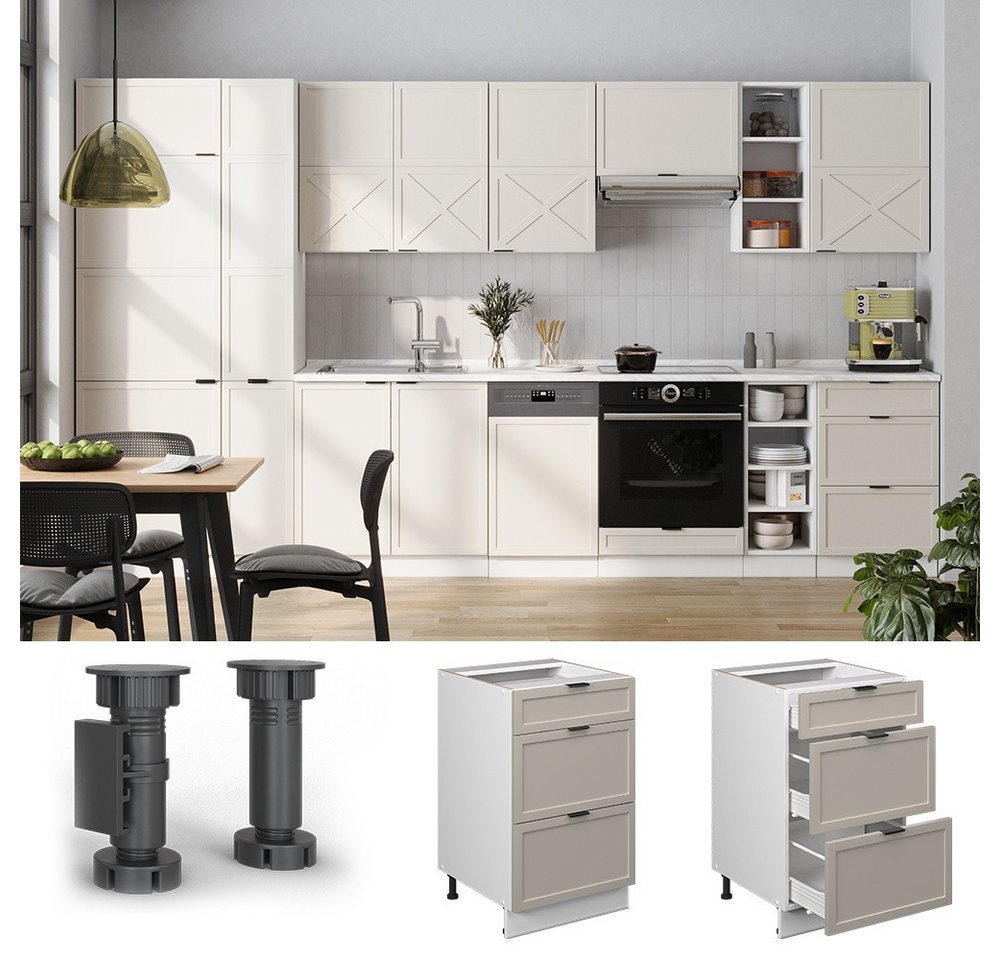 Vicco Unterschrank Fame-Line, GrauBeige/Weiß, 50 cm ohne Arbeitsplatte (1-St) – Bild 4 von 5