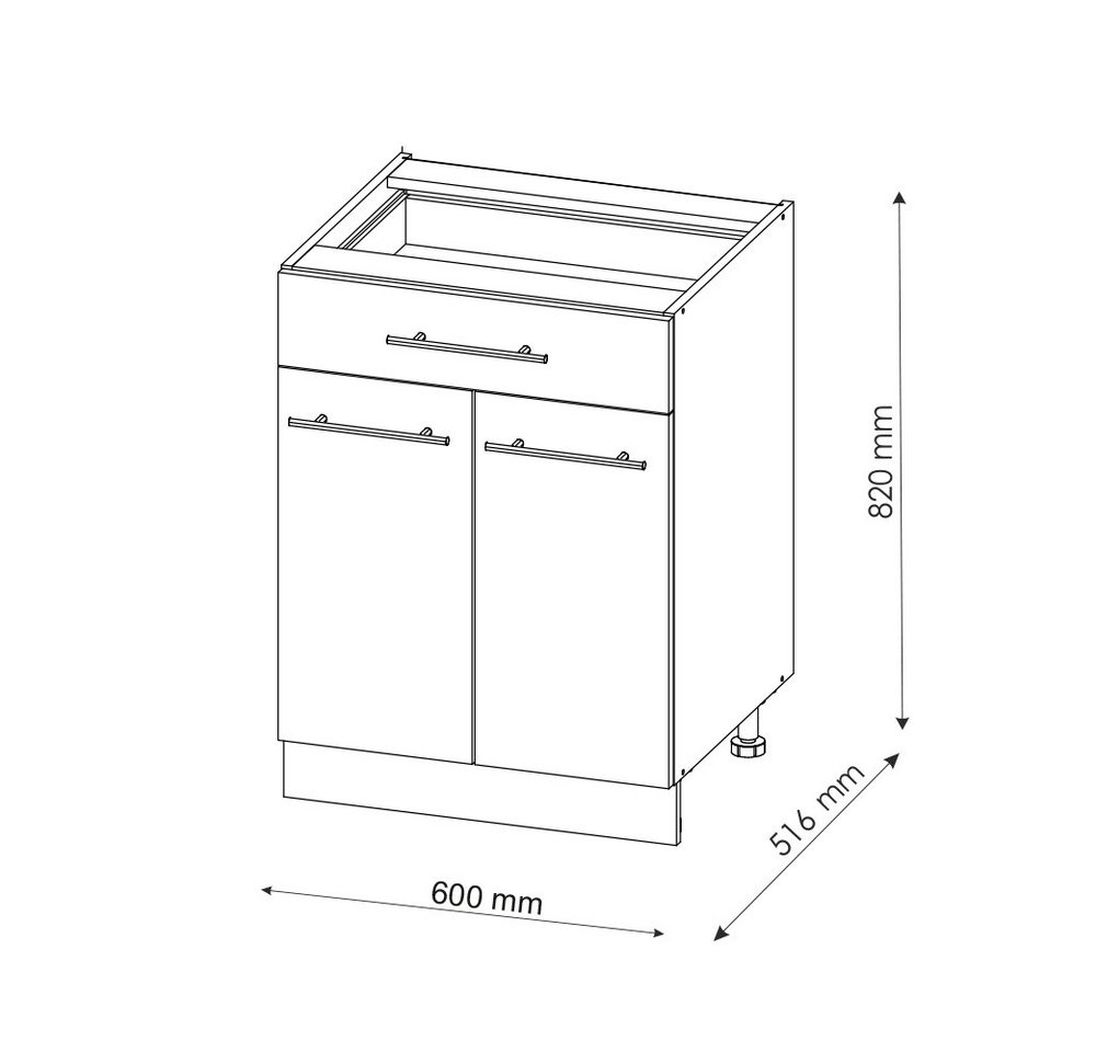Vicco Unterschrank Fame-Line, Goldkraft Eiche/Anthrazit 60cm, ohne Arbeitsplatte (1-St) – Bild 2 von 5
