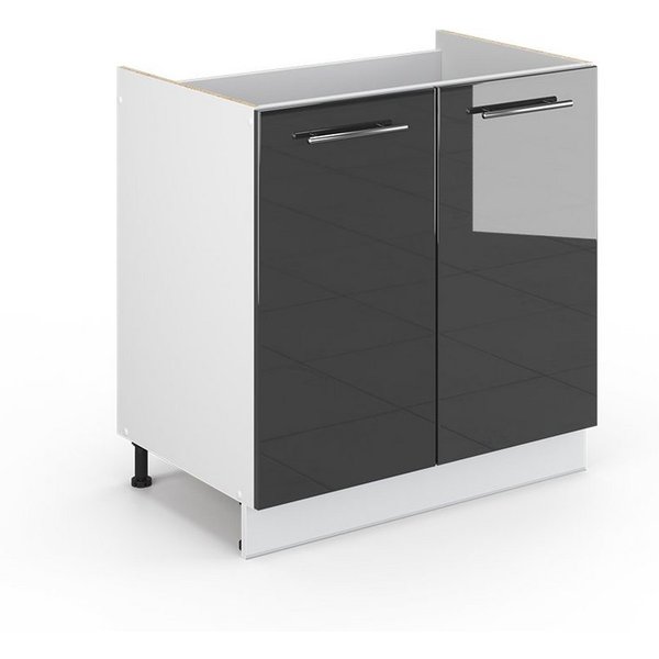 Vicco Unterschrank Fame-Line, Anthrazit Hochglanz/Weiß, 80 cm ohne Arbeitsplatte (1-St)