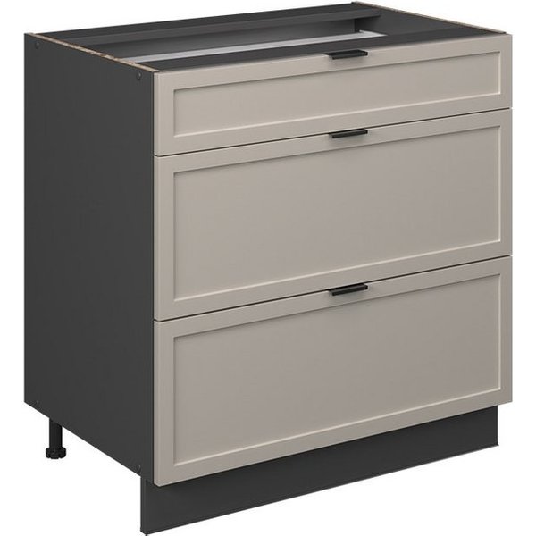 Vicco Unterschrank Fame-Line, GrauBeige/Anthrazit, 80 cm mit 3 Schubladen, ohne Arbeit... (1-St)