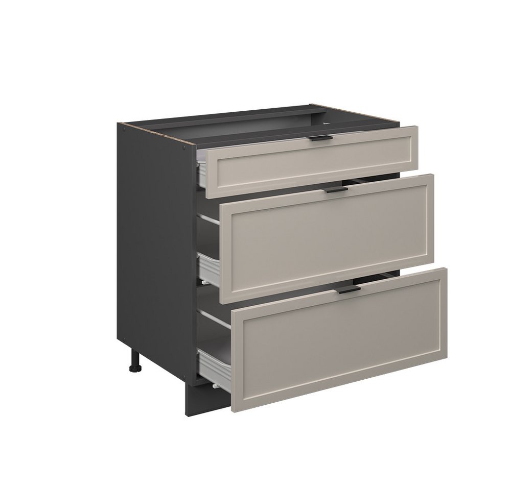 Vicco Unterschrank Fame-Line, GrauBeige/Anthrazit, 80 cm mit 3 Schubladen, ohne Arbeit... (1-St) – Bild 5 von 5