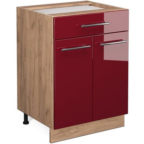Vicco Unterschrank Fame-Line, Bordeaux Hochglanz/Eiche 60cm, ohne Arbeitsplatte (1-St)