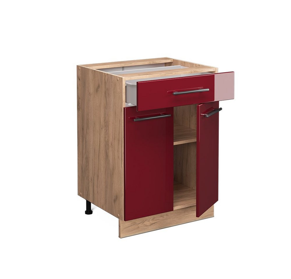 Vicco Unterschrank Fame-Line, Bordeaux Hochglanz/Eiche 60cm, ohne Arbeitsplatte (1-St) – Bild 5 von 5