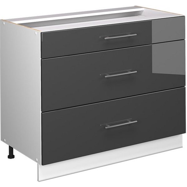 Vicco Unterschrank Fame-Line, Anthrazit Hochglanz/Weiß, 100 cm ohne Arbeitsplatte (1-St)