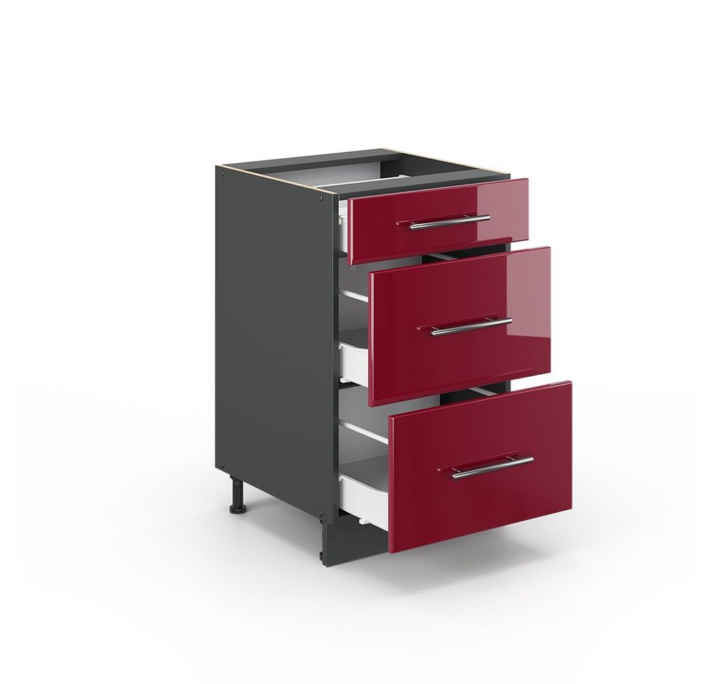Vicco Unterschrank Fame-Line, Bordeaux Hochglanz/Anthrazit, 50 cm ohne Arbeitsplatte (1-St) – Bild 5 von 5