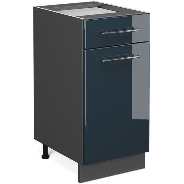 Vicco Unterschrank Fame-Line, Dunkelblau Hochglanz/Anthrazit, 40 cm ohne Arbeitsplatte (1-St)