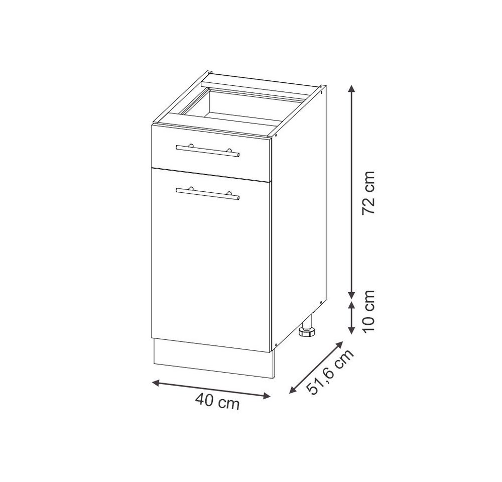 Vicco Unterschrank Fame-Line, Dunkelblau Hochglanz/Anthrazit, 40 cm ohne Arbeitsplatte (1-St) – Bild 2 von 5