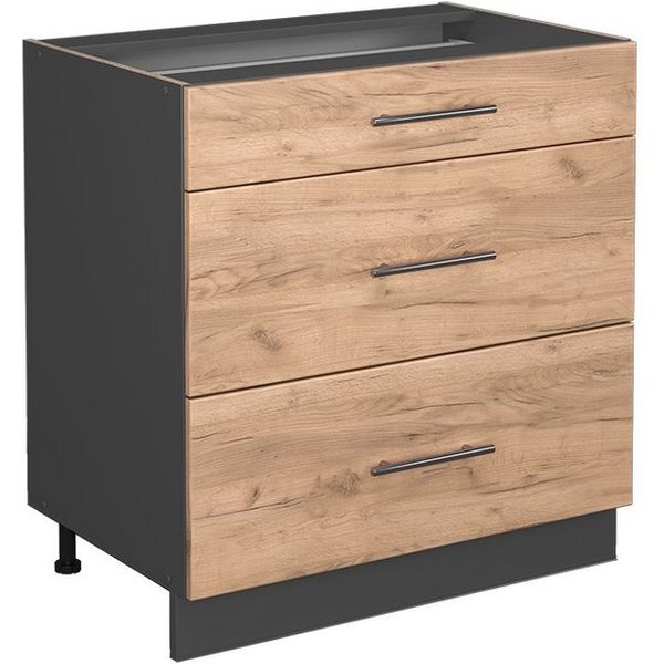 Vicco Unterschrank Fame-Line Goldkraft Eiche/Anthrazit, 80cm, ohne Arbeitsplatte (1-St)