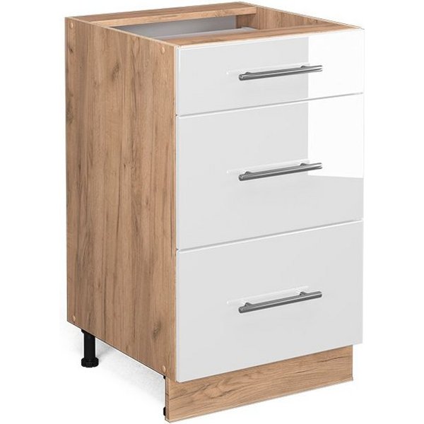 Vicco Unterschrank Fame-Line, Weiß Hochglanz/Goldkraft Eiche, 50 cm ohne Arbeitsplatte (1-St)