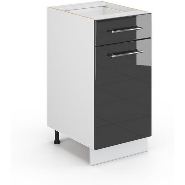 Vicco Unterschrank Fame-Line, Anthrazit Hochglanz/Weiß, 40 cm ohne Arbeitsplatte (1-St)