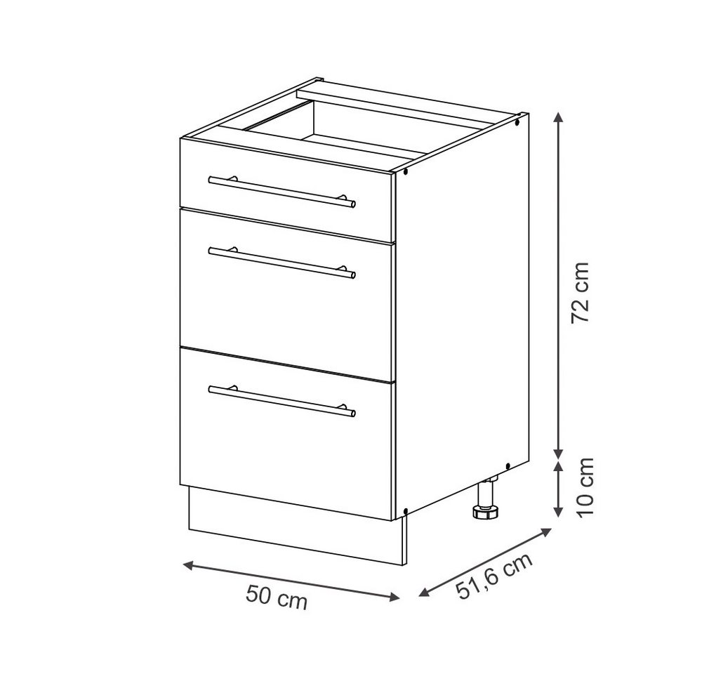 Vicco Unterschrank Fame-Line, Anthrazit Hochglanz/Anthrazit, 50 cm ohne Arbeitsplatte (1-St) – Bild 2 von 5