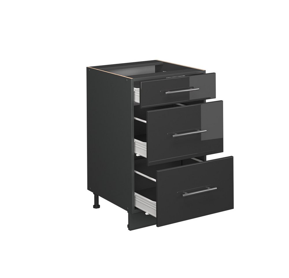 Vicco Unterschrank Fame-Line, Anthrazit Hochglanz/Anthrazit, 50 cm ohne Arbeitsplatte (1-St) – Bild 4 von 5