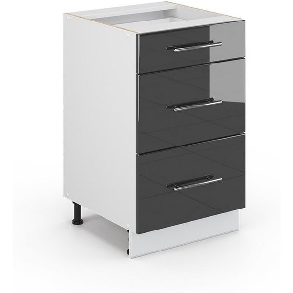 Vicco Unterschrank Fame-Line, Anthrazit Hochglanz/Weiß, 50 cm ohne Arbeitsplatte (1-St)