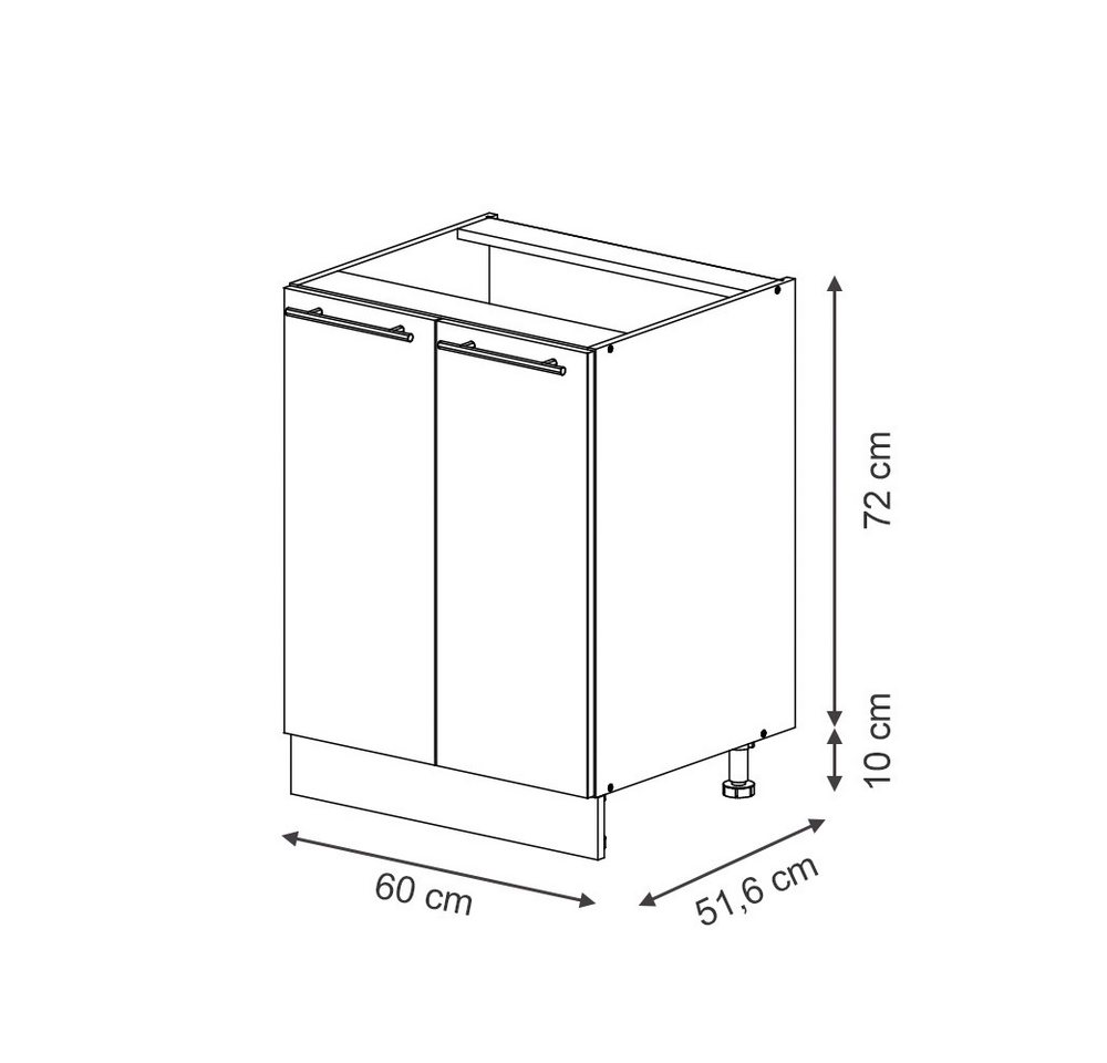 Vicco Unterschrank Fame-Line, GrauBeige/Anthrazit, 60 cm ohne Arbeitsplatte (1-St) – Bild 2 von 5