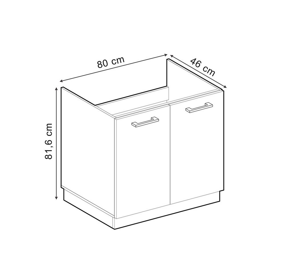 Vicco Unterschrank R-Line, Beton/Anthrazit, 80 cm ohne Arbeitsplatte (1-St) – Bild 2 von 4