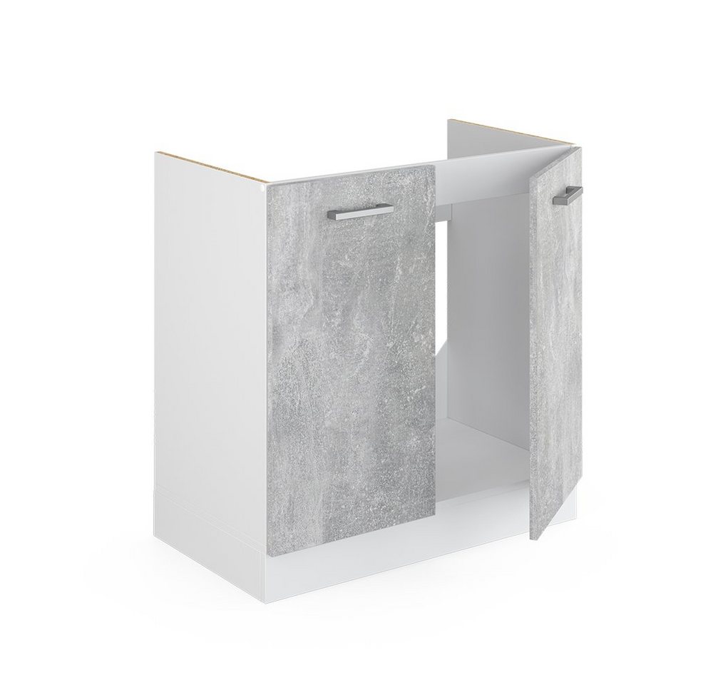 Vicco Unterschrank R-Line, Beton/Weiß, 80 cm ohne Arbeitsplatte (1-St) – Bild 4 von 5