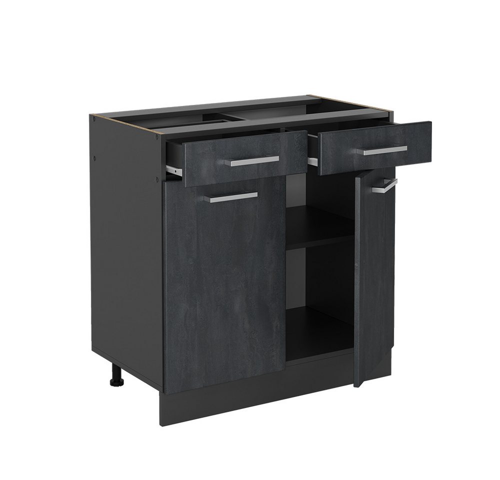 Vicco Unterschrank R-Line, Schwarz Beton/Anthrazit, 80 cm ohne Arbeitsplatte (1-St) – Bild 4 von 5