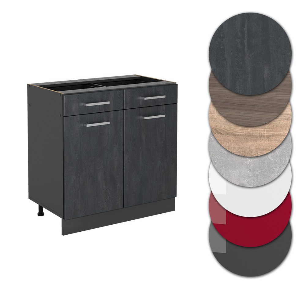Vicco Unterschrank R-Line, Schwarz Beton/Anthrazit, 80 cm ohne Arbeitsplatte (1-St) – Bild 5 von 5