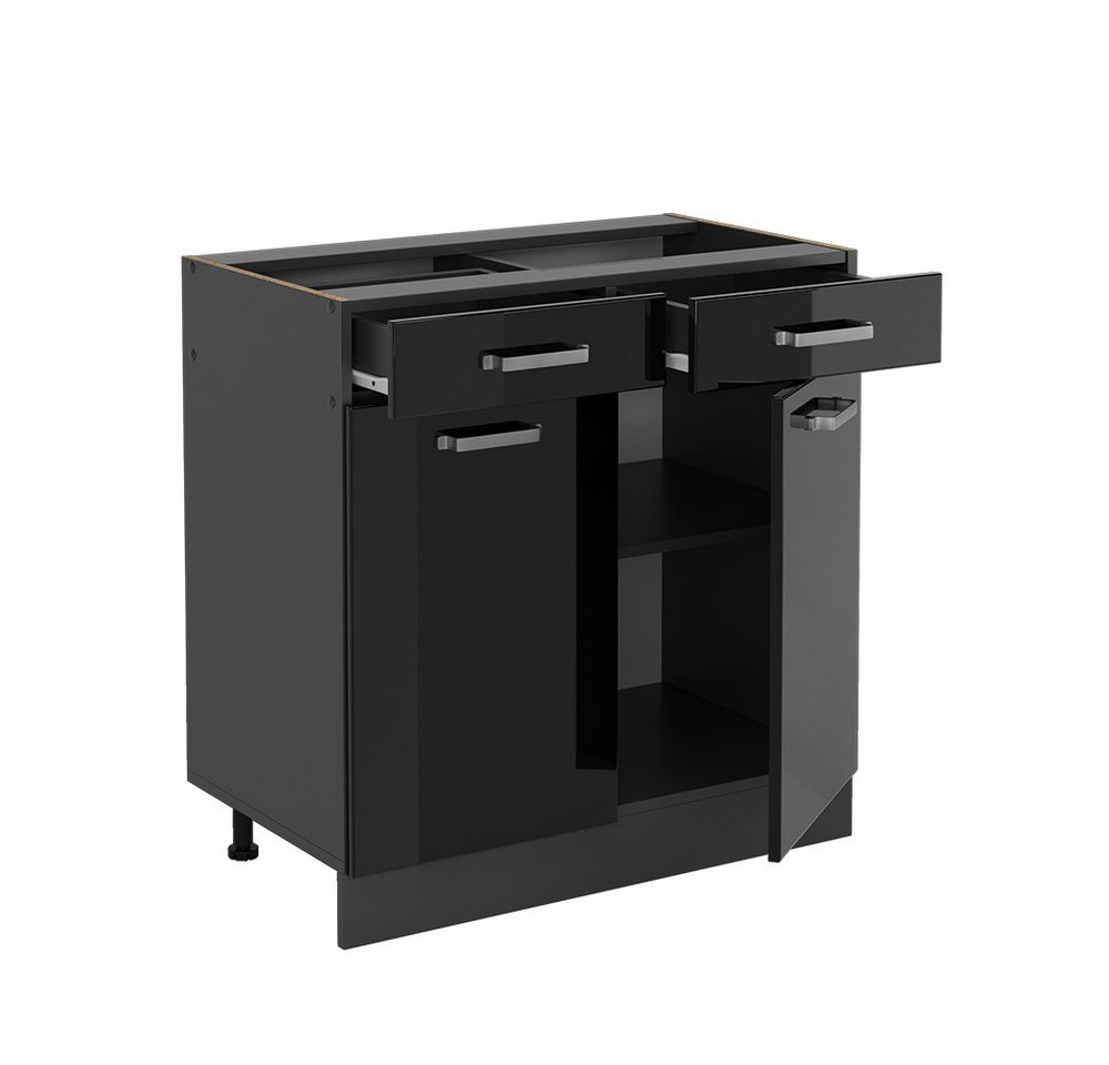 Vicco Unterschrank R-Line, Schwarz Hochglanz/Anthrazit, 80 cm ohne Arbeitsplatte (1-St) – Bild 4 von 5