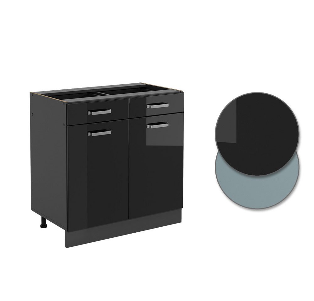 Vicco Unterschrank R-Line, Schwarz Hochglanz/Anthrazit, 80 cm ohne Arbeitsplatte (1-St) – Bild 5 von 5
