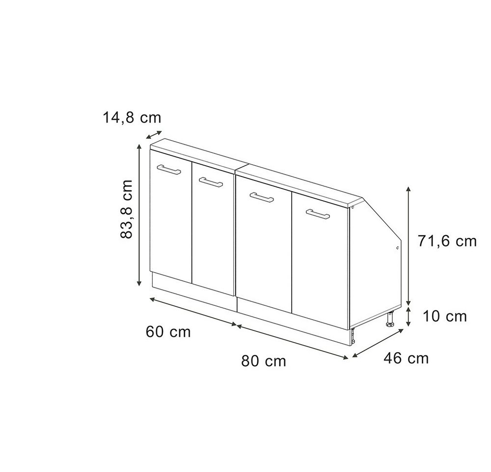 Vicco Unterschrank R-Line, Weiß Landhaus/Weiß, 140 cm 2er Set (2-St) – Bild 2 von 5