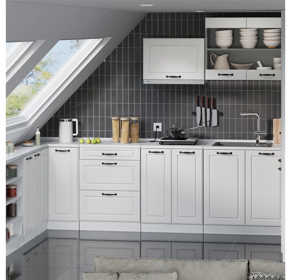 Vicco Unterschrank R-Line, Weiß Landhaus/Weiß, 140 cm 2er Set (2-St) – Bild 3 von 5