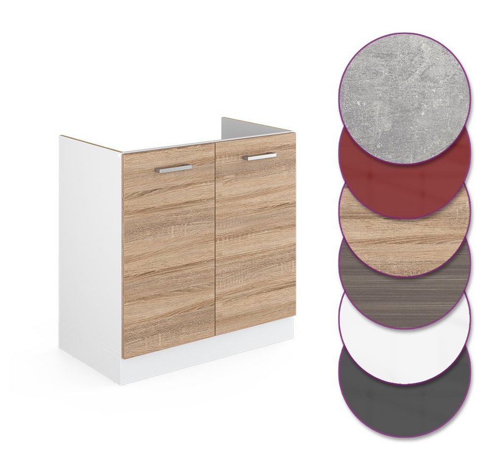Vicco Unterschrank R-Line, Sonoma/Weiß, 80 cm ohne Arbeitsplatte (1-St) – Bild 5 von 5