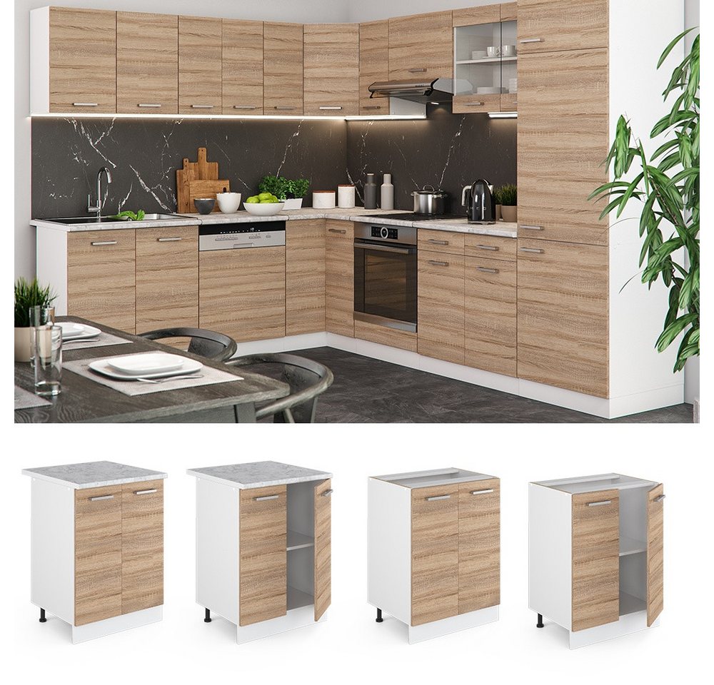 Vicco Unterschrank R-Line, Sonoma/Weiß, 60 cm ohne Arbeitsplatte (1-St) – Bild 3 von 5
