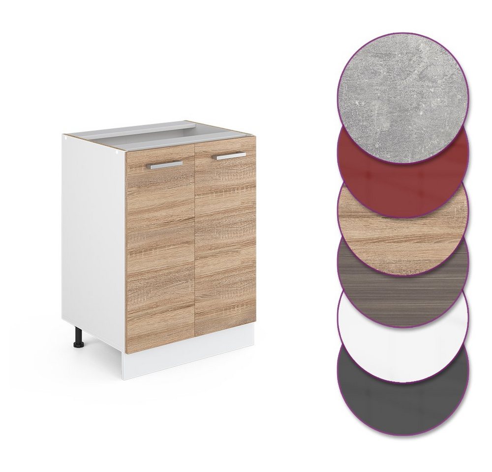 Vicco Unterschrank R-Line, Sonoma/Weiß, 60 cm ohne Arbeitsplatte (1-St) – Bild 5 von 5